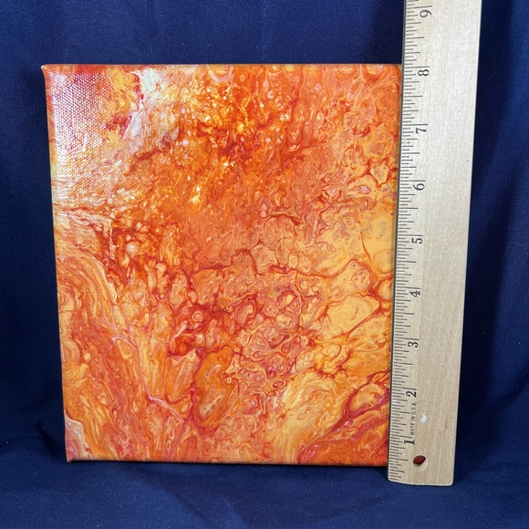 8" x 8" "Wildfire" Acrylic Pour Painting By Kat Sanders Abstract Fluid Vibrant - Picture 4 of 4